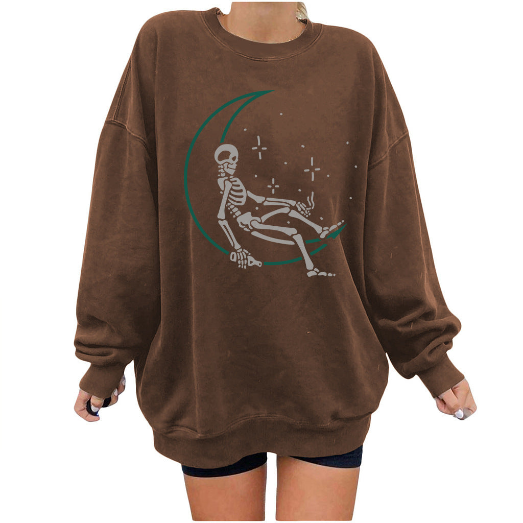 Skull Star Women's Sweater Printed Women's Shoulders