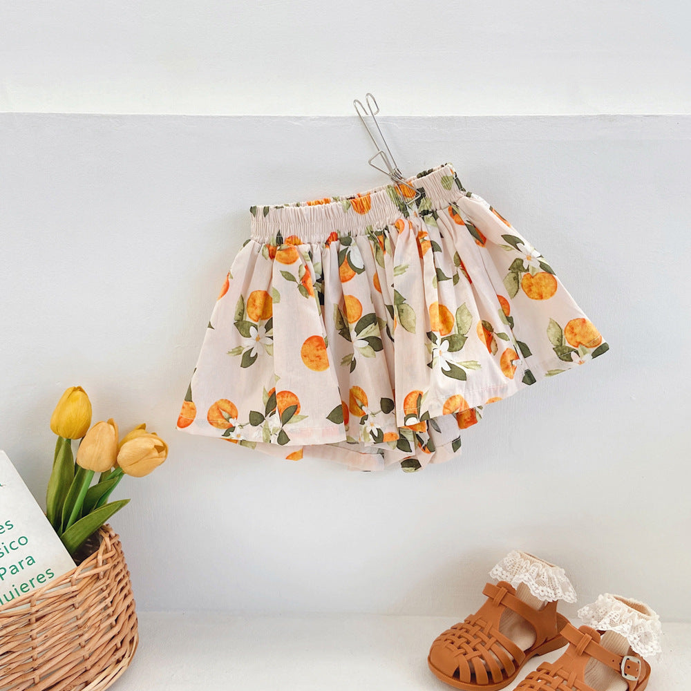 Children's Floral Shorts Bud Skirt Pants Fashionable