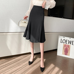 Commuter High Waist Mid-length Skirt OL Was Thin