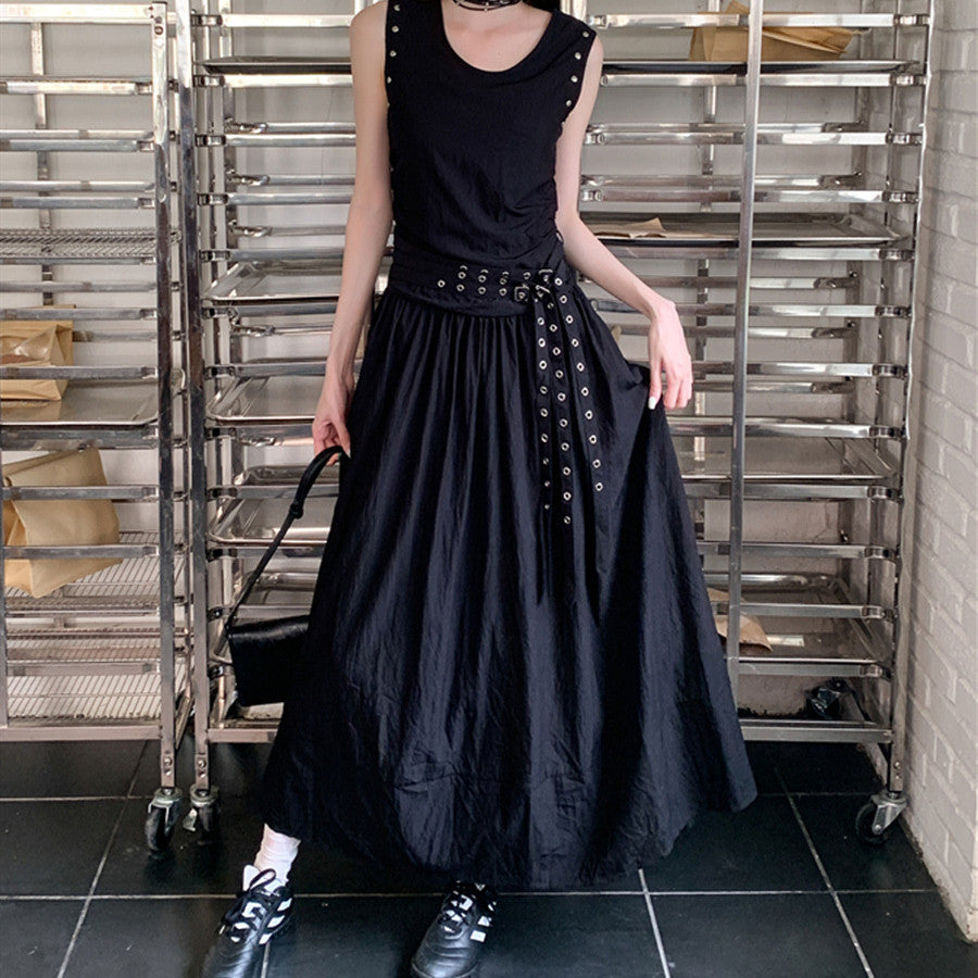 Rivet Slim Fit Slim-fit Sleeveless Dress Belt Dress