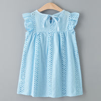 Girls' Solid Color Flying Sleeve Lace Dress