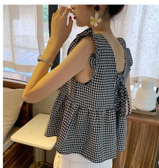 Plaid Top Design Sense Female Niche Doll Shirt Small Vest Shirt