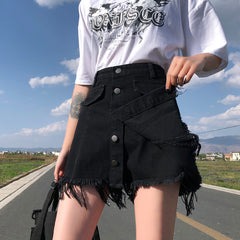 Retro Slim Half-length A-line Denim Skirt