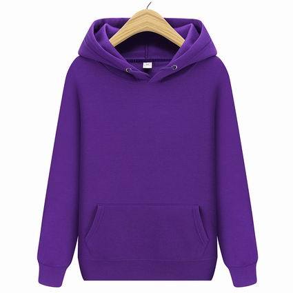 Pure cotton purple pullover hoodie solid color
