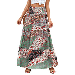 Loose fashion print high waist skirt