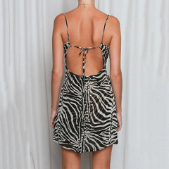 Halter  Zebra Print Harajuku Style Suspender Skirt