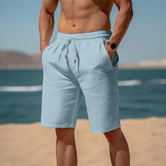Summer Drawstring Shorts Elastic Waist Straight Pants