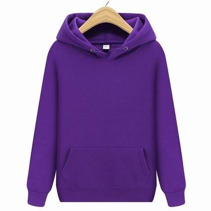 Pure cotton purple pullover hoodie solid color