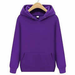 Pure cotton purple pullover hoodie solid color