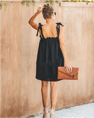 Halter ruffled sexy backless dress