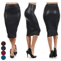 Newly Women High Waist Faux Leather Pencil Skirt