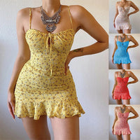 Explosive Sexy Floral Sling Chest Hollow Dress