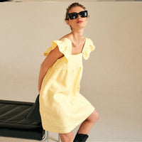 Casual Dress Women Yellow Skirt Loose Casual Ruffled