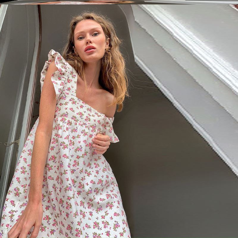 Casual Dress Women Yellow Skirt Loose Casual Ruffled