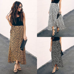 Ladies Polka Dot Printed Split Long Skirt