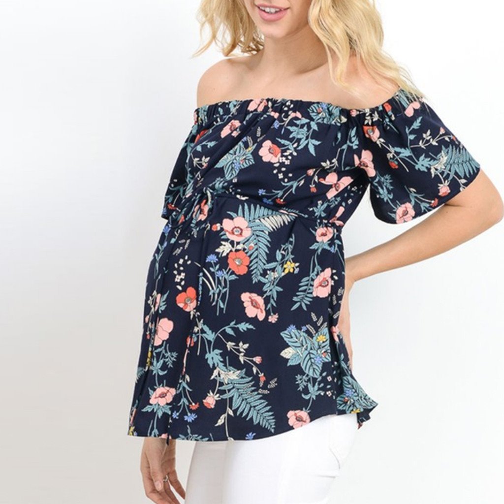Women's Short Sleeve Tops Breastfeeding Off Shoulder T-Shir