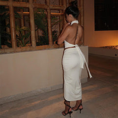 Nibber Sexy Elegant Backless Top Stacked Skirts 2 Two Piece