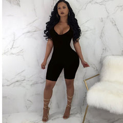 Womwen Sleeveless Strap V-neck Jumpsuit