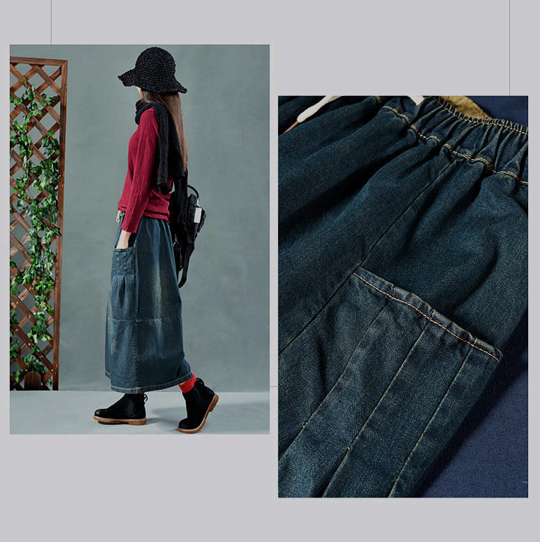 All-match Denim Skirts Are Thin, Big Pockets, Mid-length Women's Skirts