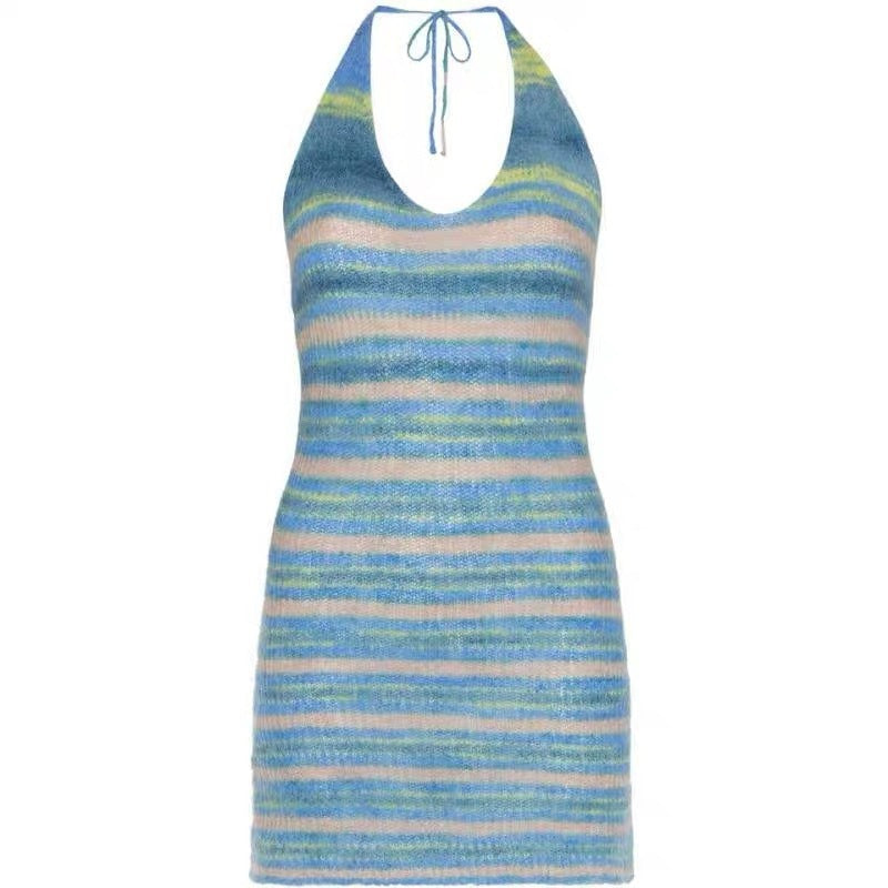 Hanging Neck Knitted Dress Female Summer Skirt
