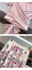 Women Irregular T Shirt Mesh Skirts Suits Tops Vintage Skirt