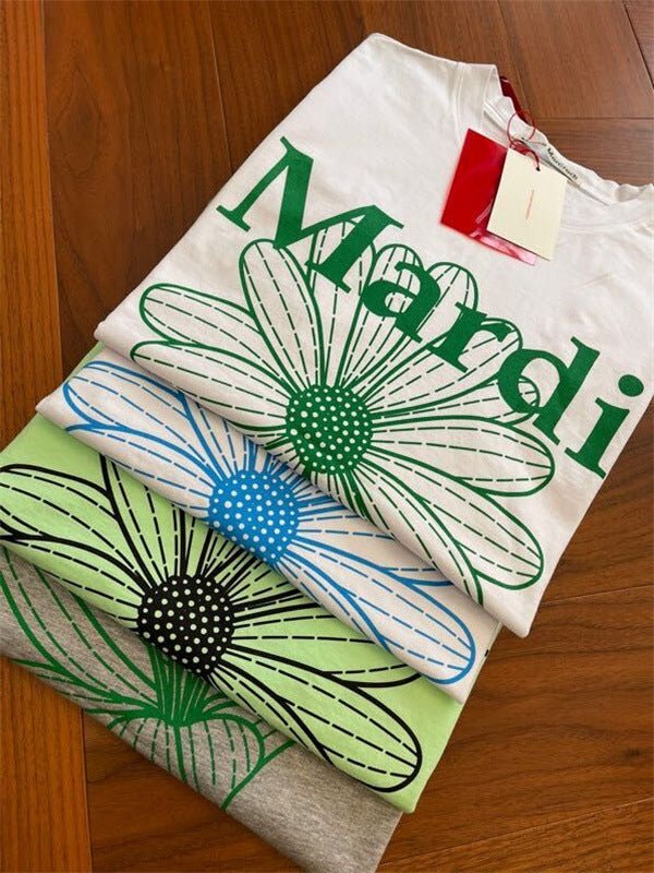 Green Flower Short-Sleeved Women 21 Years