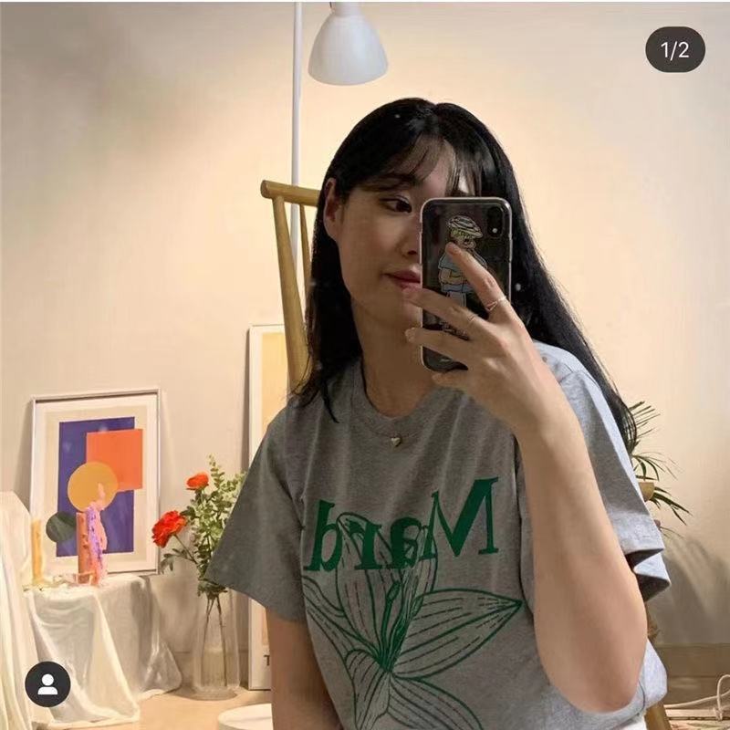 Green Flower Short-Sleeved Women 21 Years