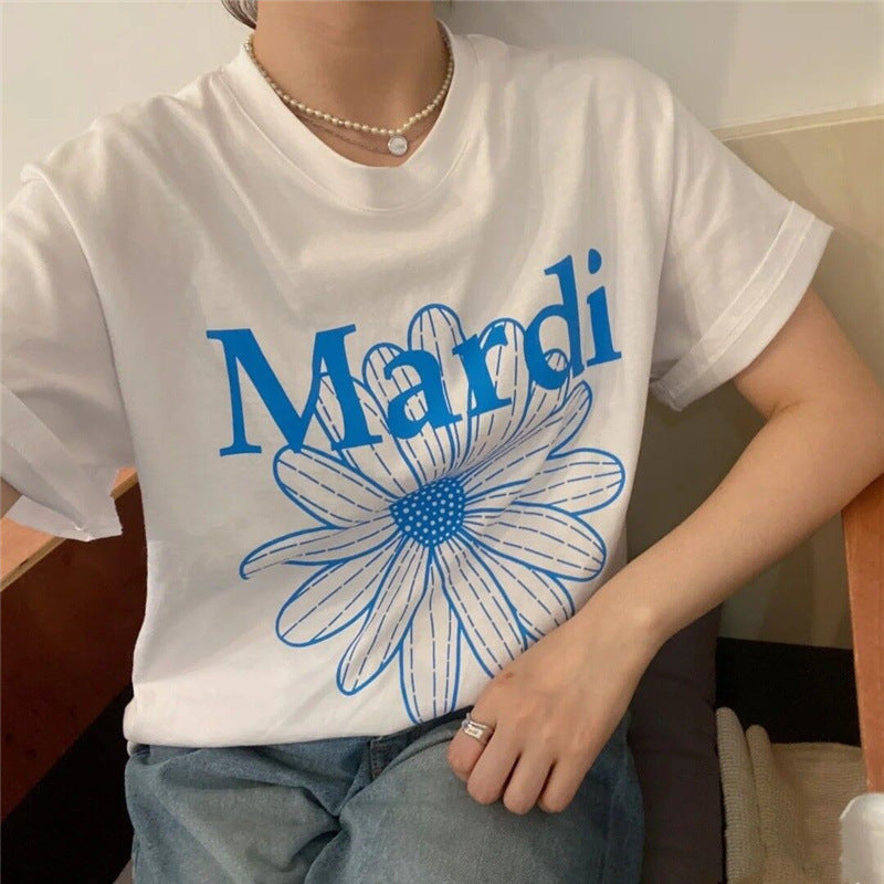 Green Flower Short-Sleeved Women 21 Years