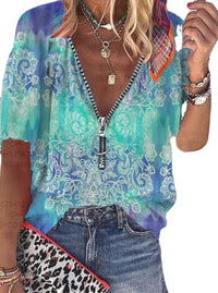 Fashion Trend Loose Short Sleeve Base Temperament V Neck Pullover Short Sleeve