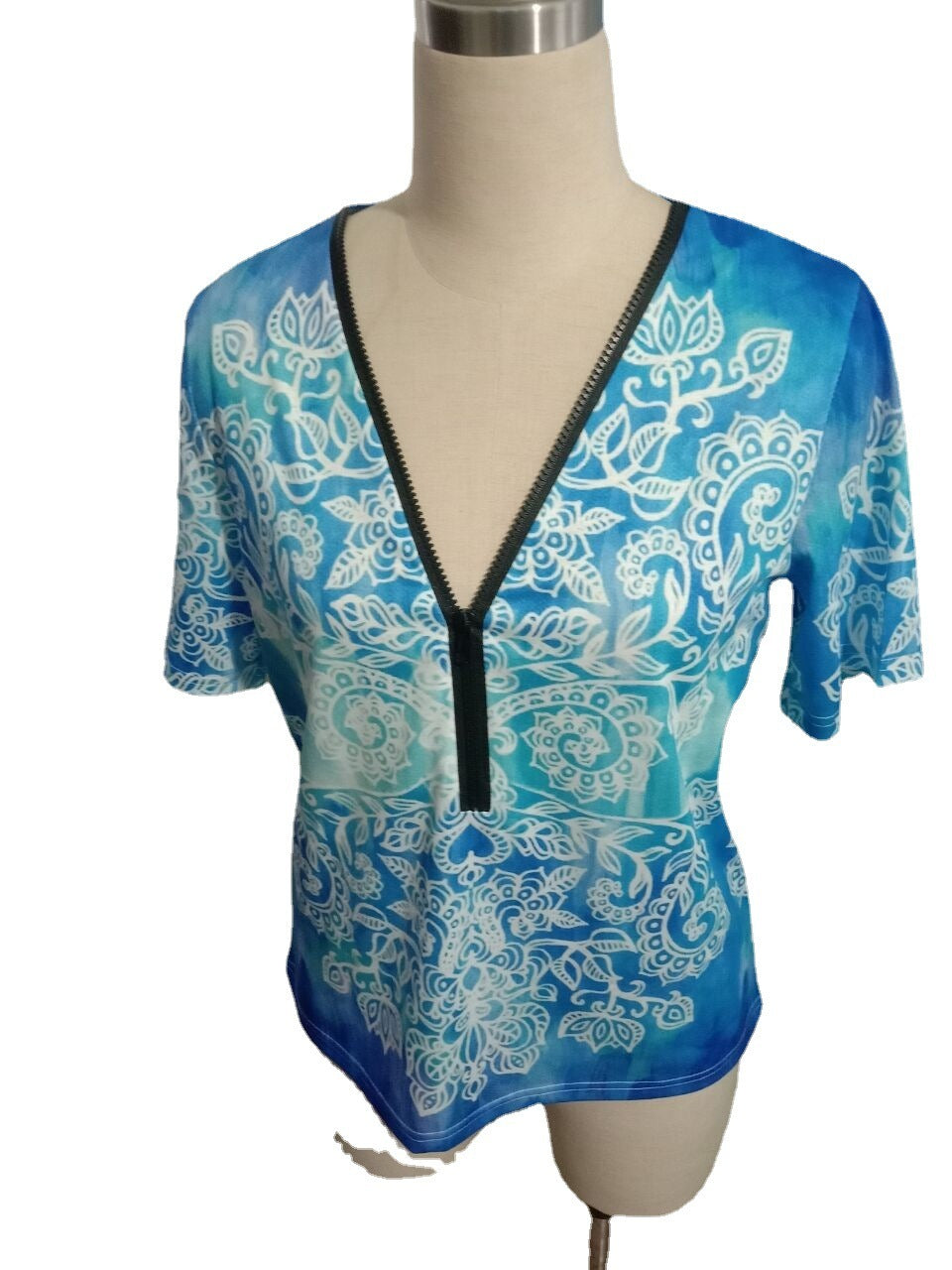 Fashion Trend Loose Short Sleeve Base Temperament V Neck Pullover Short Sleeve