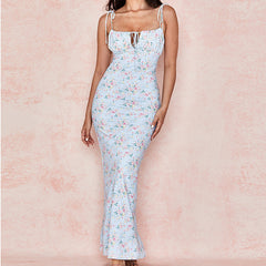Summer Floral Print Dress Women Sexy Party Long Dresses