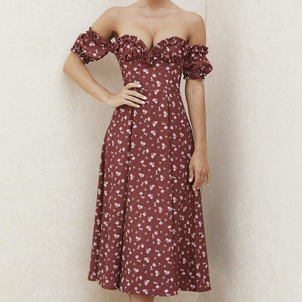 Summer Floral Print Dress Women Sexy Party Long Dresses