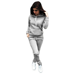 Ladies hooded sweater and pants all-match two-piece suit