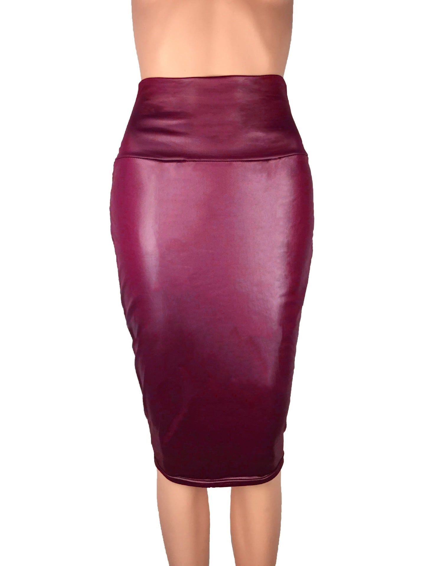 Newly Women High Waist Faux Leather Pencil Skirt