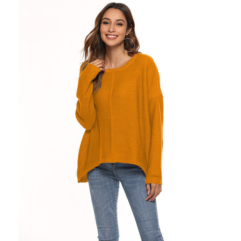 Loose solid color pullover sweater