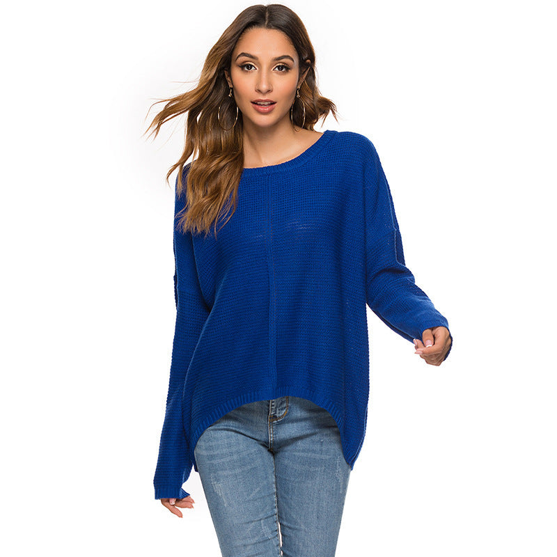 Loose solid color pullover sweater
