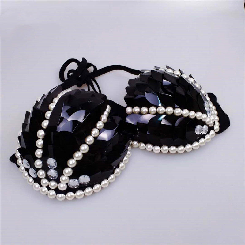 Mermaid Sequined Shell Bikini Top Bra