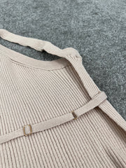 Fashionable One-shoulder Design Sense Hollow Knit Ladies' Top