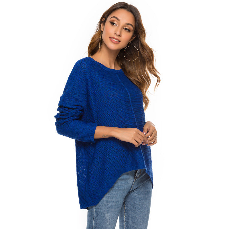 Loose solid color pullover sweater