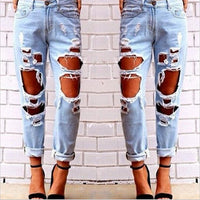 Goose wild sexy big hole beggar exaggerated boyfriend jeans
