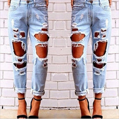 Goose wild sexy big hole beggar exaggerated boyfriend jeans