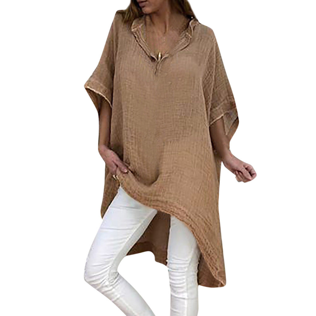 Long cotton and linen shirt