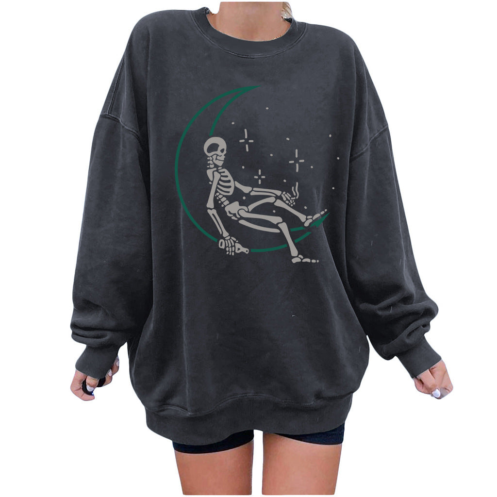 Skull Star Women's Sweater Printed Women's Shoulders