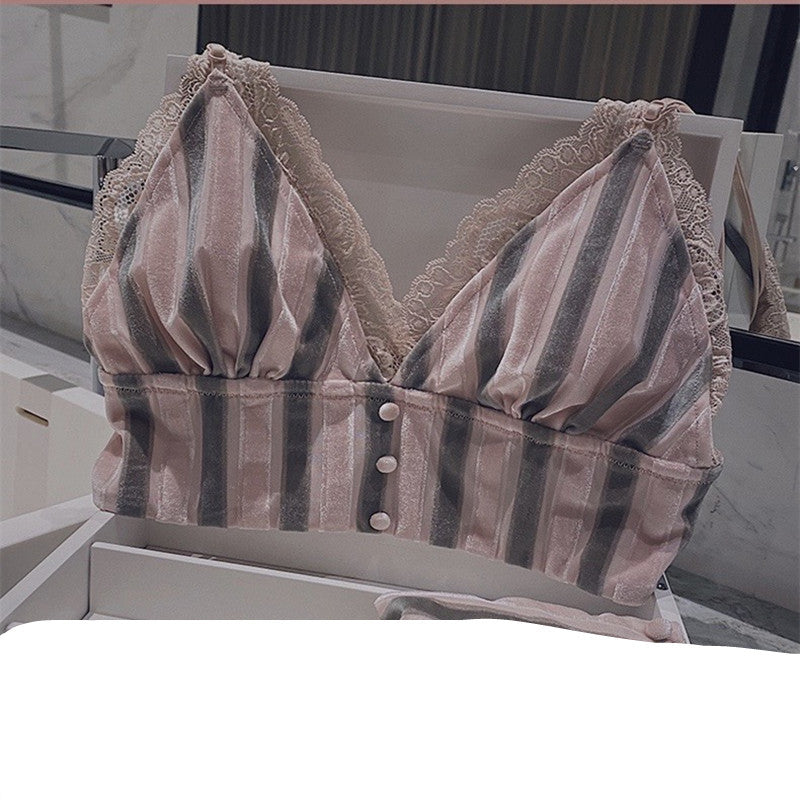 Triangle vest lace bra set