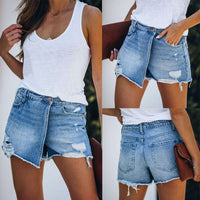 Light blue denim shorts
