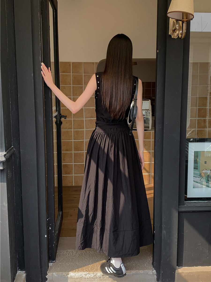 Rivet Slim Fit Slim-fit Sleeveless Dress Belt Dress