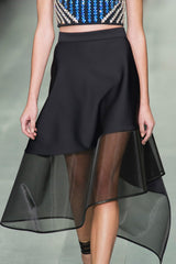Black half-length irregular gauze skirt