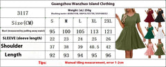 Women's Solid Color Puff Sleeves Pleated Swing Skirt