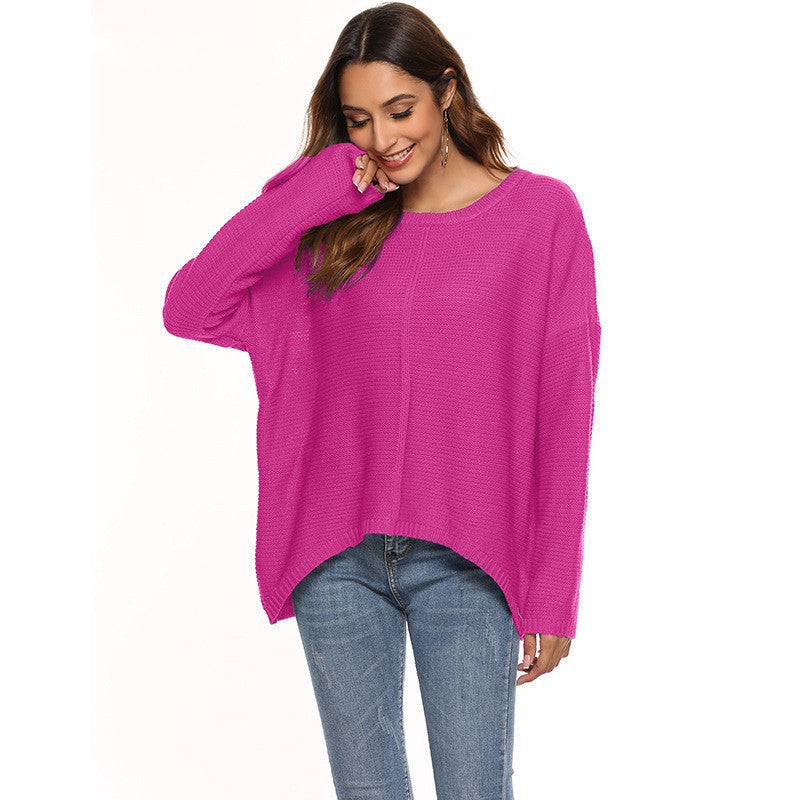 Loose solid color pullover sweater
