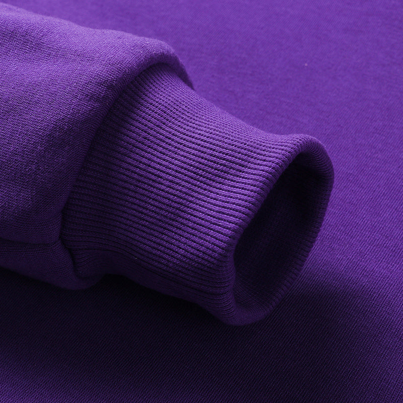 Pure cotton purple pullover hoodie solid color